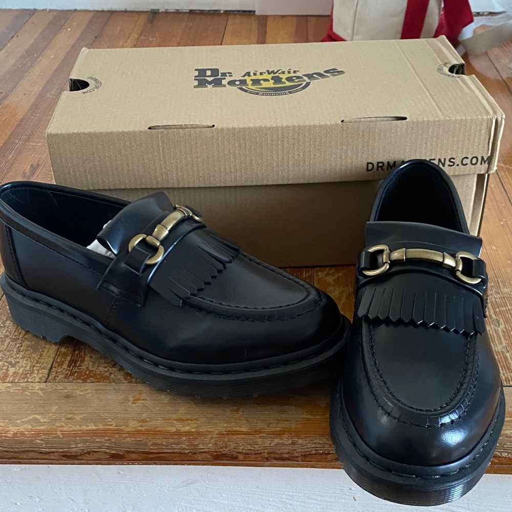Dr. Martens Black Leather Loafers with Snaffle